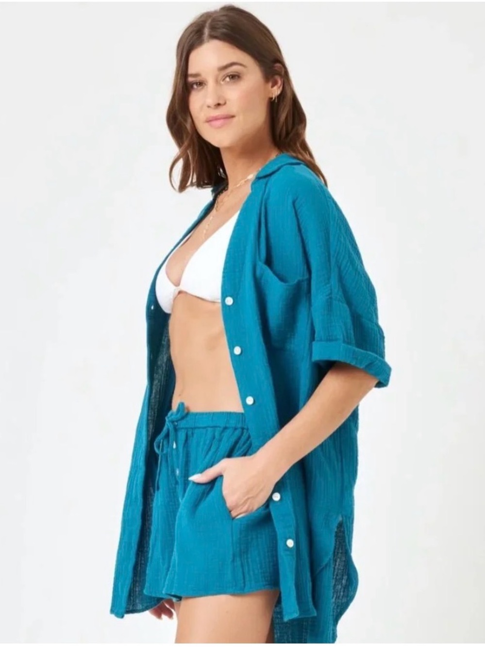 L Space Skipper Shorts in Mediterranean Blue - Picture 2 of 5